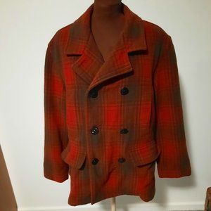 Eddie Bauer Vintage Buffalo Plaid 100% Wool Coat